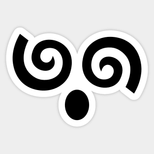 Spiral Dizzy Face - Black Sticker